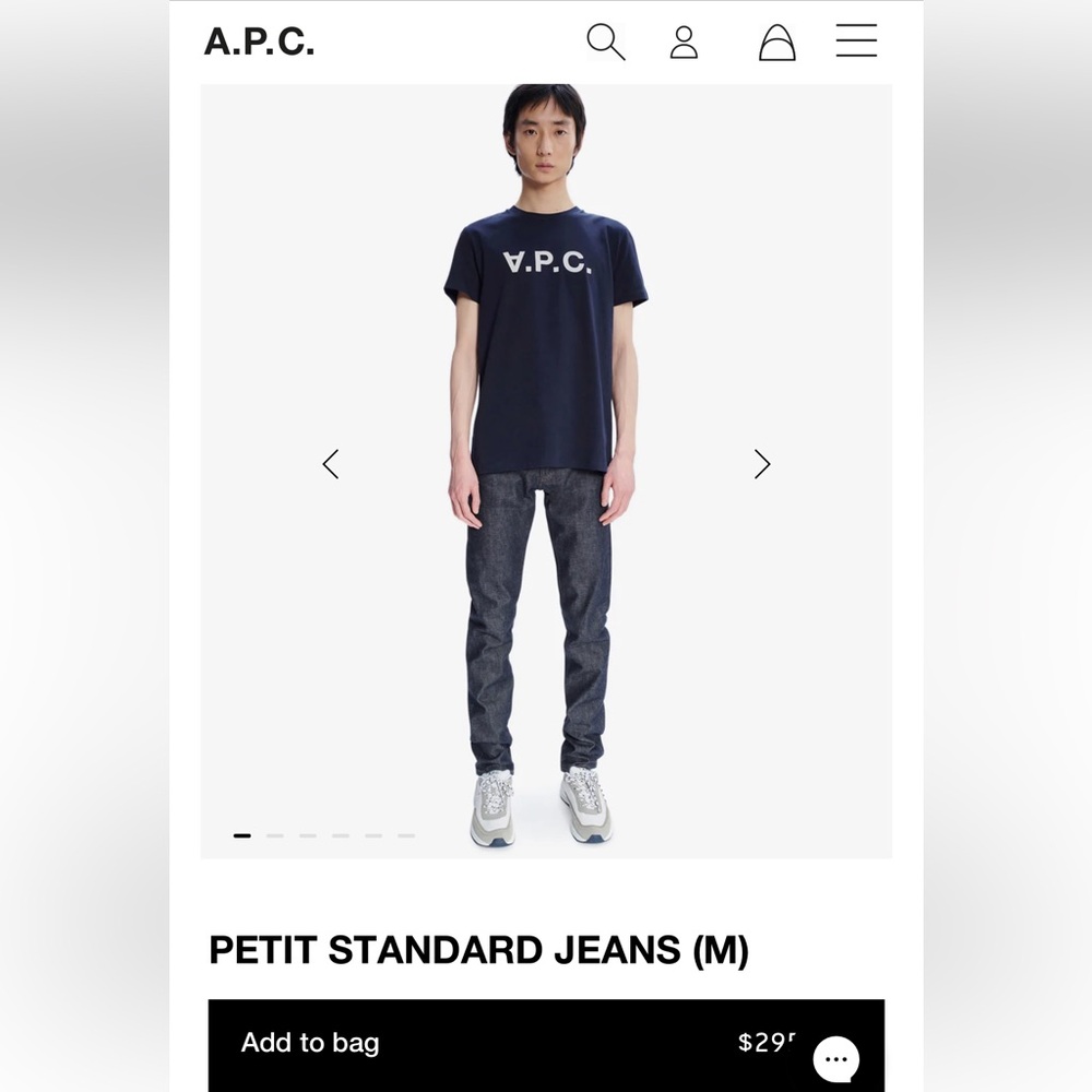 Premium Denim Brand A.P.C. Button Fly Dark Denim Jeans.  100% cotton. Size 34. - Picture 7 of 7